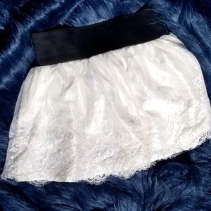 Off white lace floral skirt